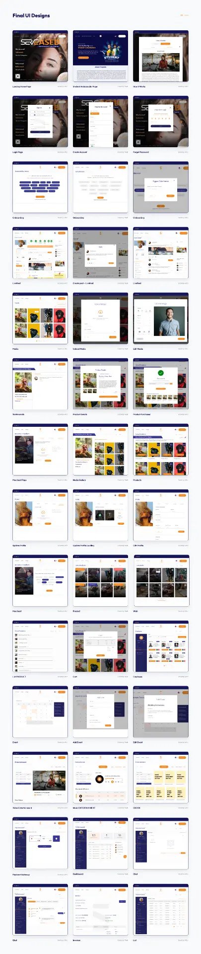 08, Final UI designs across the full screen library